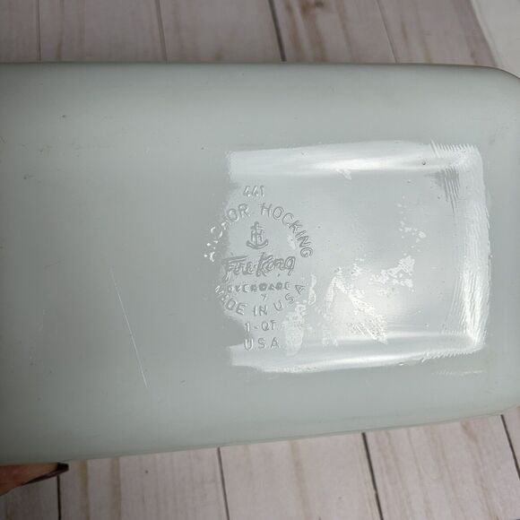 VTG Anchor Hocking Fire King Green Flower Bread Loaf Pan Baking Dish 1 Qt USA - Picture 5 of 6
